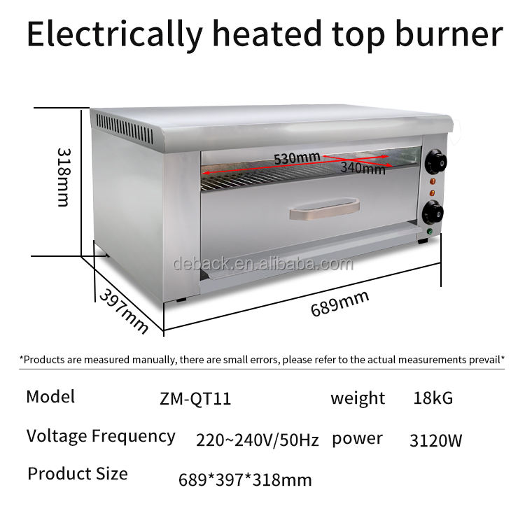 New Electrically Heated Top Burner Oven Rapid Heating Adjustable Shelves Broiling Baking Automatic Large Oil Catch Pan for Meat