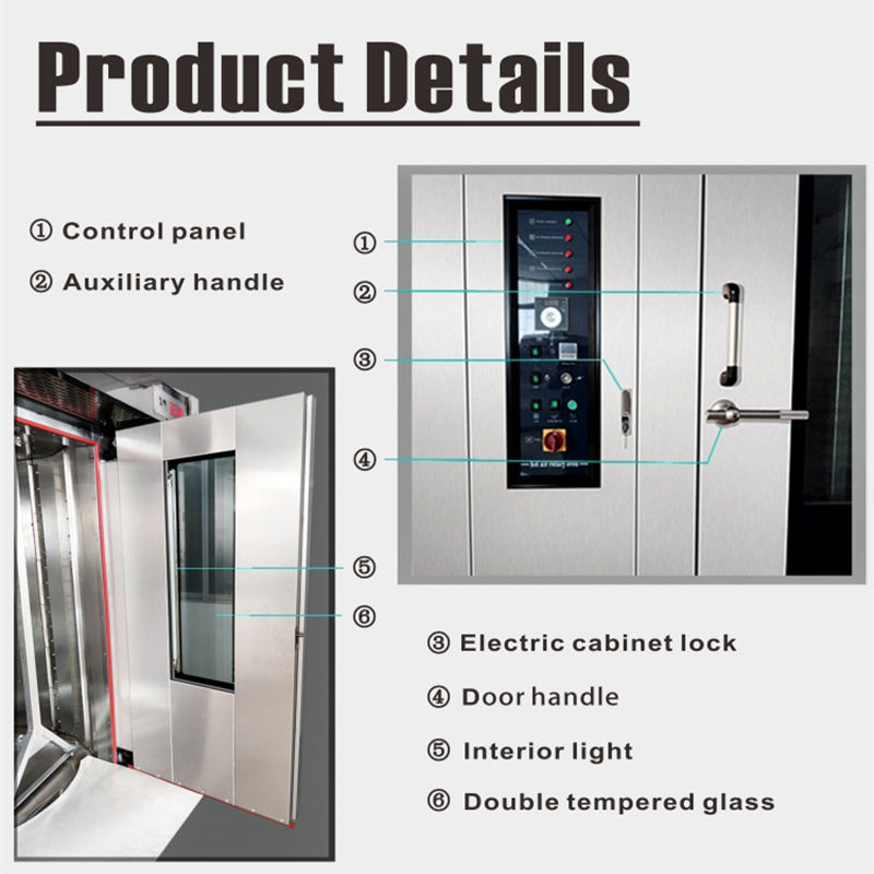 Multifunctional Competitive Price 64 Trays Gas Type Rotary Rack Oven Bakery Rotary Oven for Making Bread Toast Biscuit