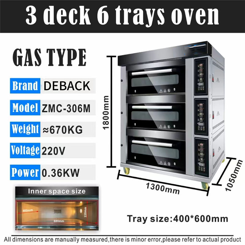 Hot Sale 220V Bakery Oven Machine with 3 Decks 6 Trays Low Price Gas Oven for Restaurants Hotels Food Shops for Bread Production