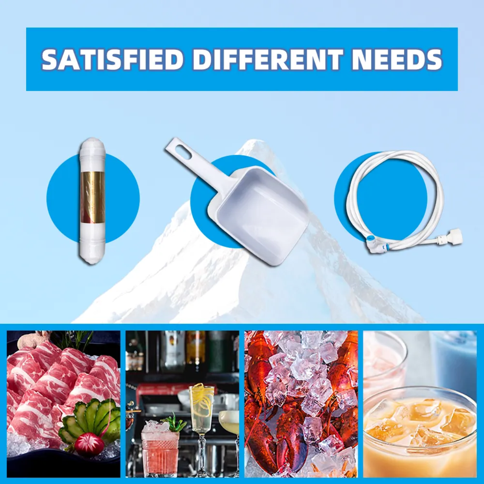 Commercial Portable 40kg Stainless Steel Air Cooler Machine High Efficient Home Use Low Power Automatic Block Ice Cube Maker