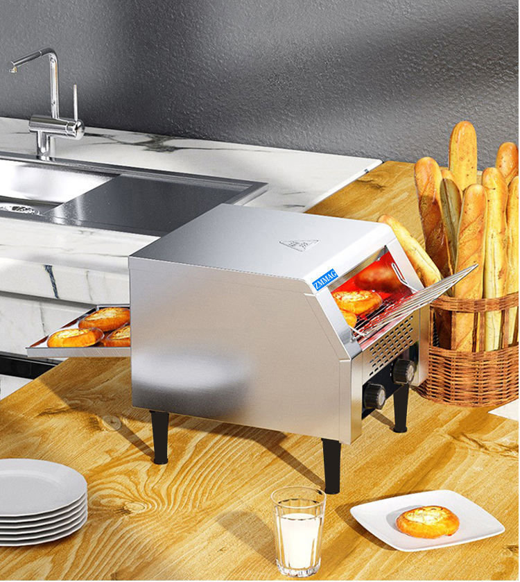 Commercial High Efficiency Stainless Steel Bread Hamburger Heater Chain Toaster Oven New Electric 220v Breakfast Service Hotels