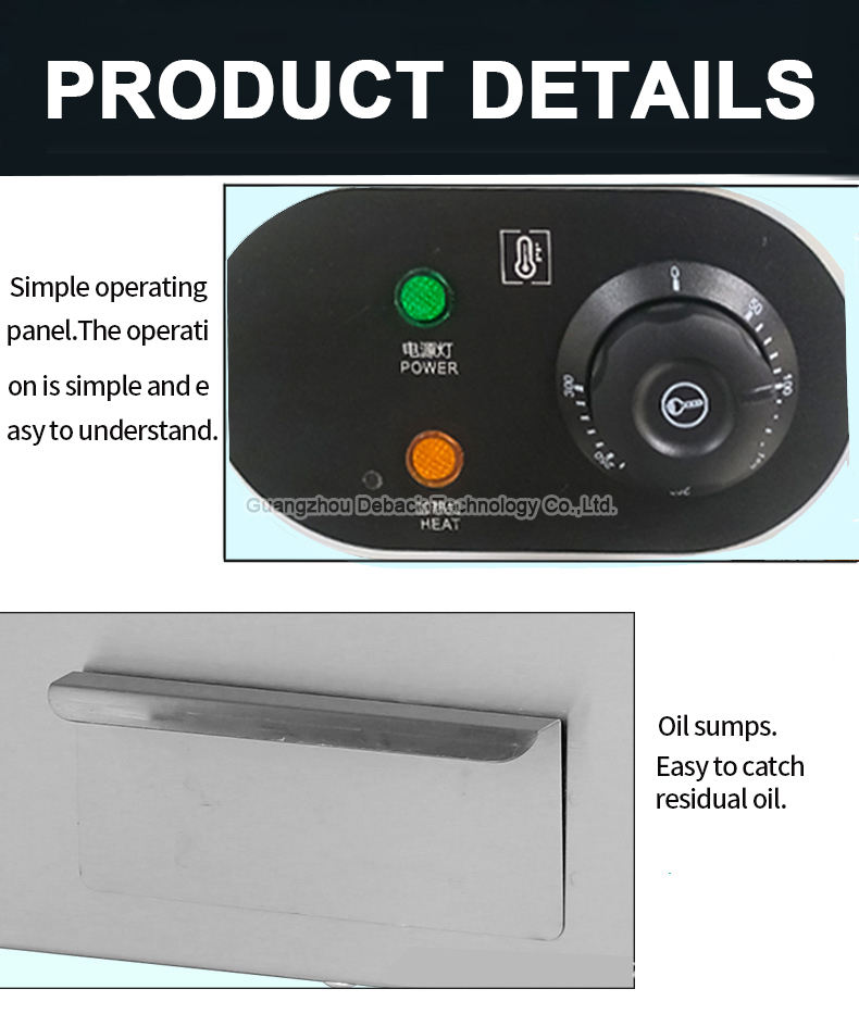 DEBACK Commercial Electric Griddle Half Flat Half Grooved Stainless Steel Grill Plate 4.4kW Multi-Function Plug-And-Play Kitchen