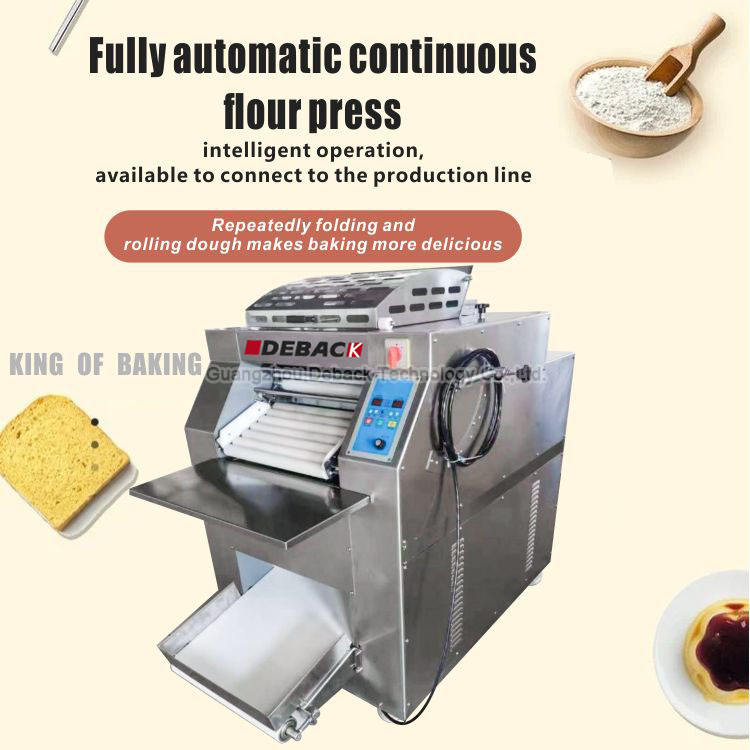 DEBACK New Fully Automatic Continuous Dough Sheeter Pressing Machine for Pizza Bread Speed Thickness Dough Pressing Machine