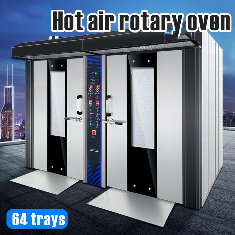 Electric 64-Tray Rotary Rack Oven Commercial Baking Machine with Two Doors for Bread & Cake Components Restaurant Industry