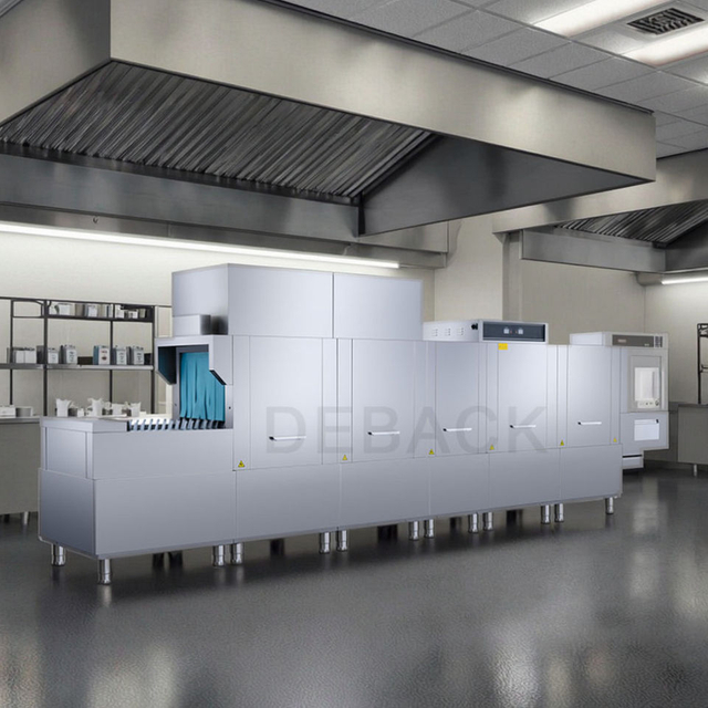 DEBACK Double Cylinder Double Spray Double Drying Long Conveyor Stainless Steel Electric Commercial Dishwasher 380V 1 Year