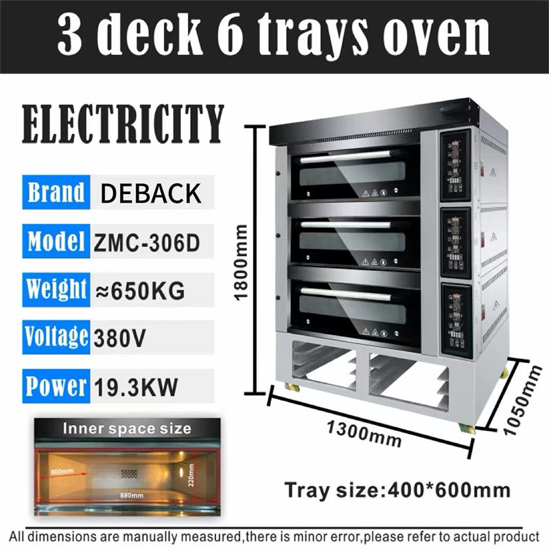 Commercial New Design Bakery Equipment Automatic Heavy Duty Flour Gas Electric 3 Deck 6 Trays Deck Oven With Steam