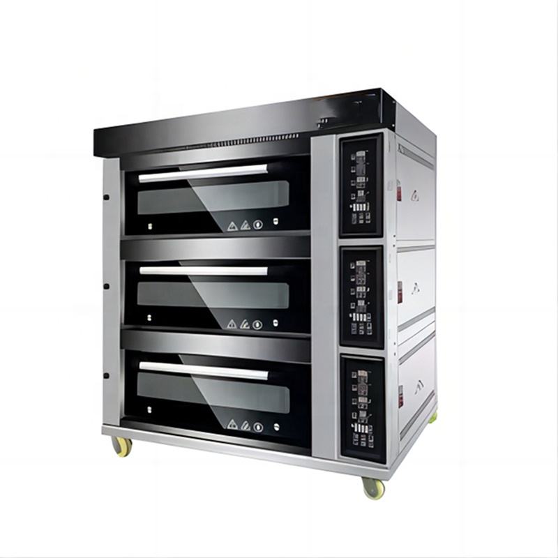 New Stainless Steel Electric & Gas 380V 3 Deck 5 Trays High Productivity Commercial Deck Oven for Bread Nuts Corn