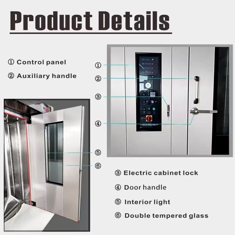 New Professional Rotary Rack Oven Bread Pizza Cake Baking Electric/Gas/Diesel 16 Trays High Productivity Home Use Water Power