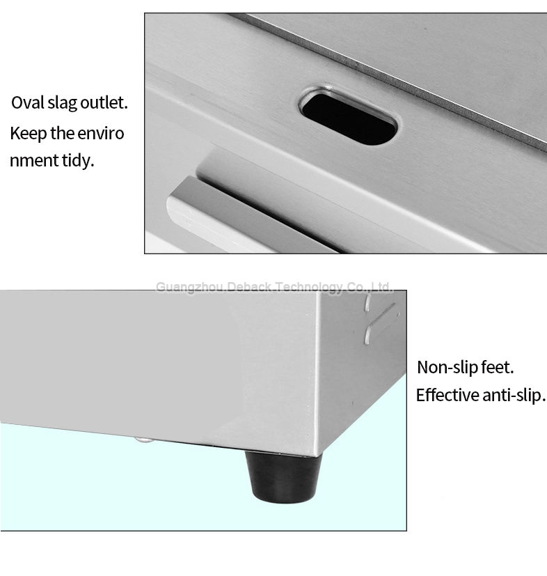 DEBACK Commercial Stainless Steel Electric Griddle Plug-And-Play 3kw Multi-Function Grilling Frying Baking Non-Stick Surface