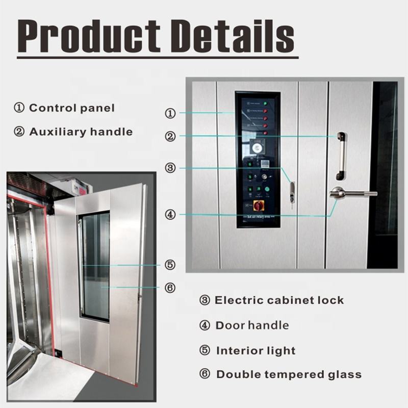 Electric 64-Tray Rotary Rack Oven Commercial Baking Machine with Two Doors for Bread & Cake Components Restaurant Industry