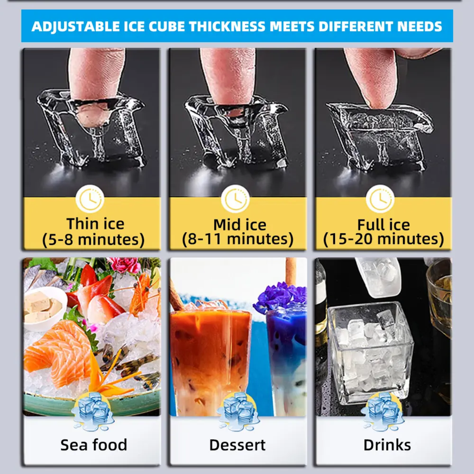 New DEBACK Electric Commercial Counter Ice Makers Lightweight Low Noise Automatic Water Filter Dispenser Different Capacities