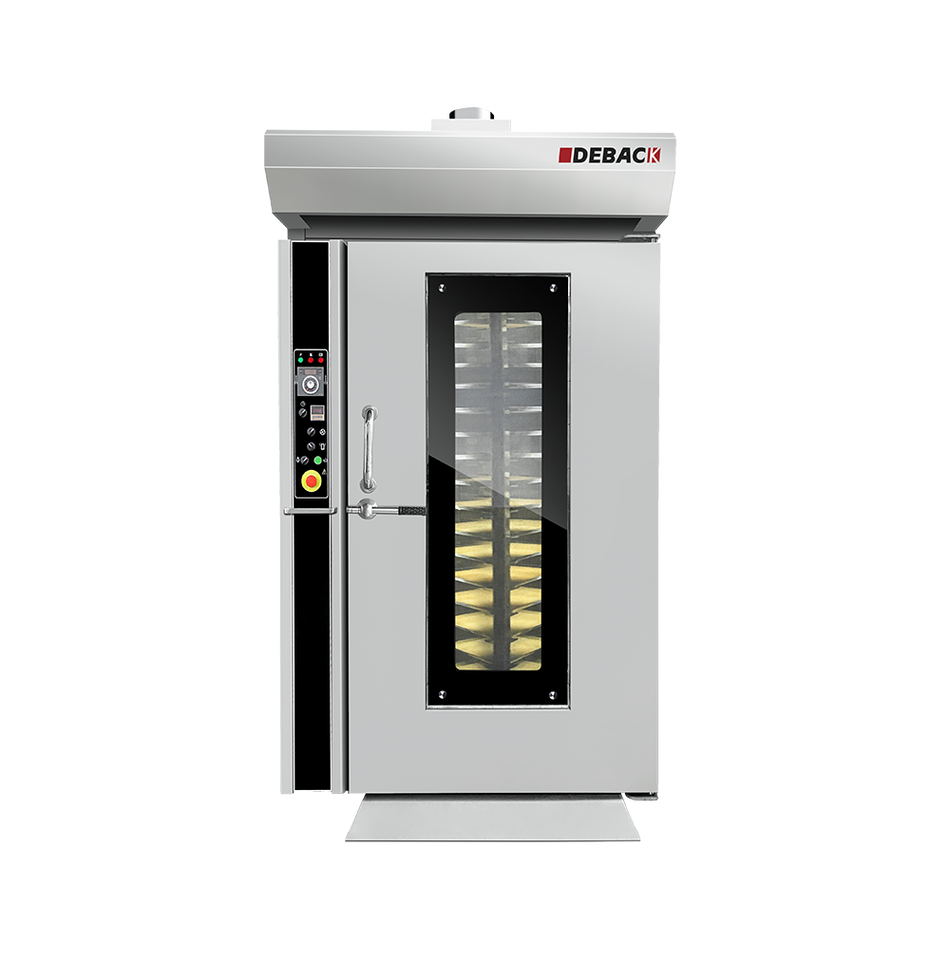 DEBACK Good Quality Certification Perfect Design Stainless Steel High Bakery Equipment Diesel 16 Trays Rotary Rack Oven for