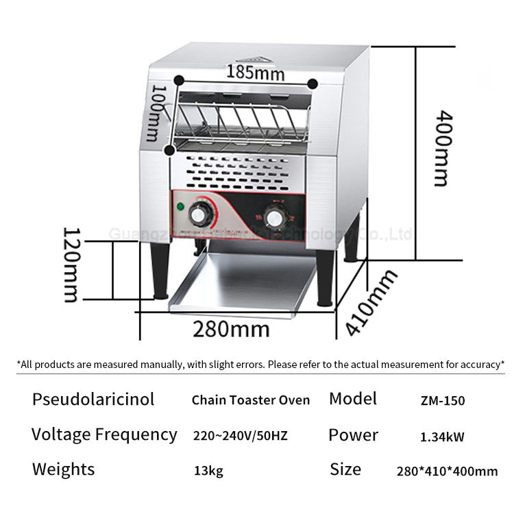 New DEBACK Stainless Steel Electric Conveyor Toaster Professional Commercial Fast Food Equipment Adjustable Rack Lightweight
