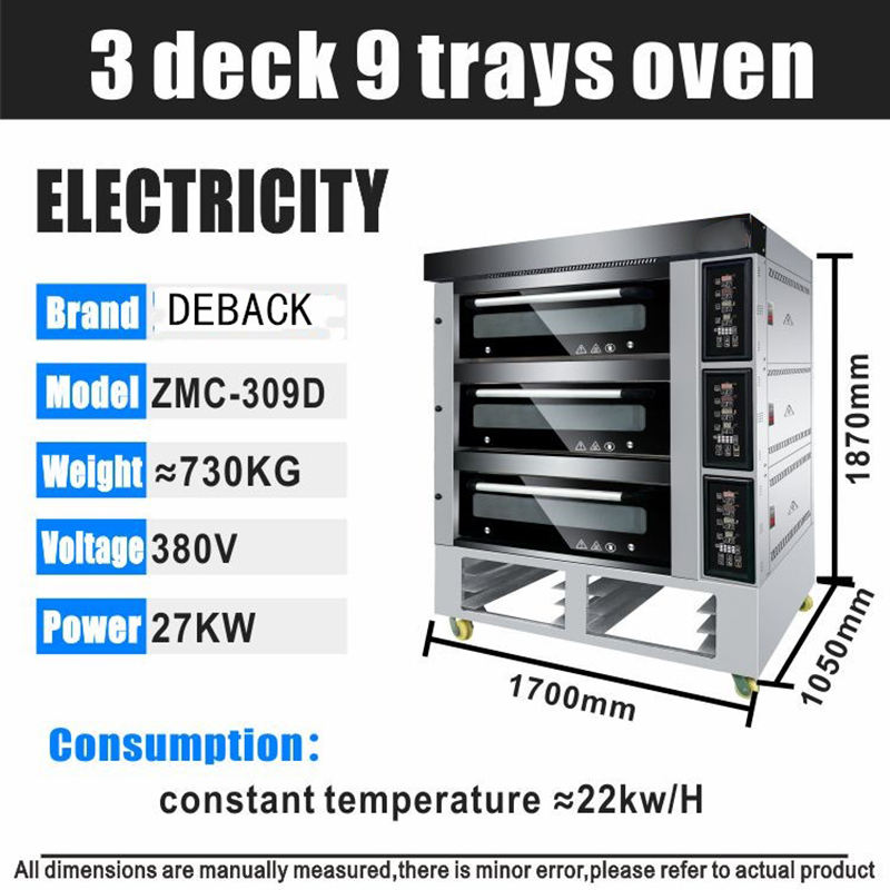 Industrial High Quality Bread Bakery Machine Commercial Baking Oven Pizza Cookies 3 Deck Oven for Hotels Food Shops Restaurant