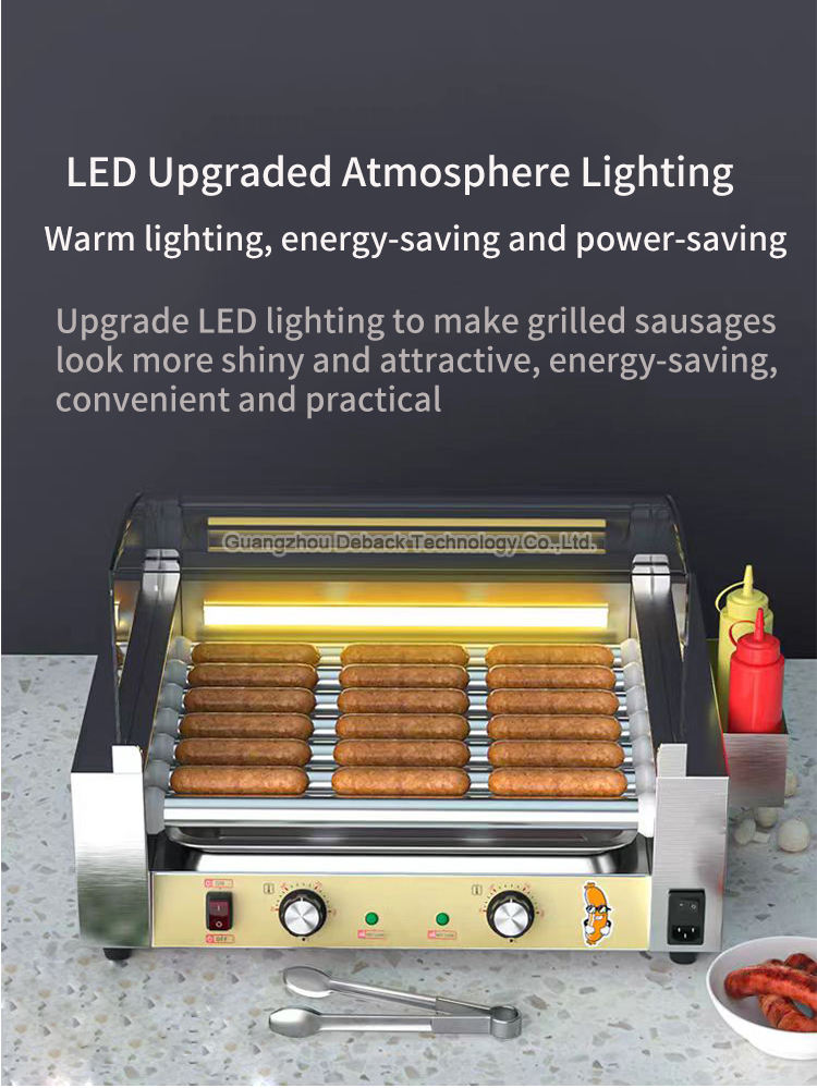 New Commercial Roller Sausage Grill 5 Stick Stainless Steel Hot Dog Machine High Productivity 220V Sausage Maker