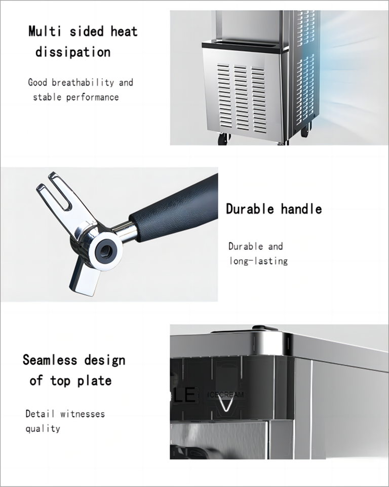 Commercial Automatic 3-Flavor DEBACK 220V Ice Cream Making Machine with Milk & Ice Cream Powder New Soft Serve Maker