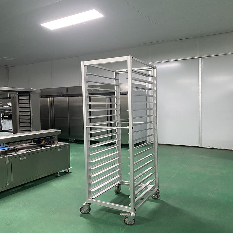 Commercial 18-Layer Aluminum Alloy Baking Tray Rack for Snack Machines Bakery Restaurant With 360 Degree Universal Wheel