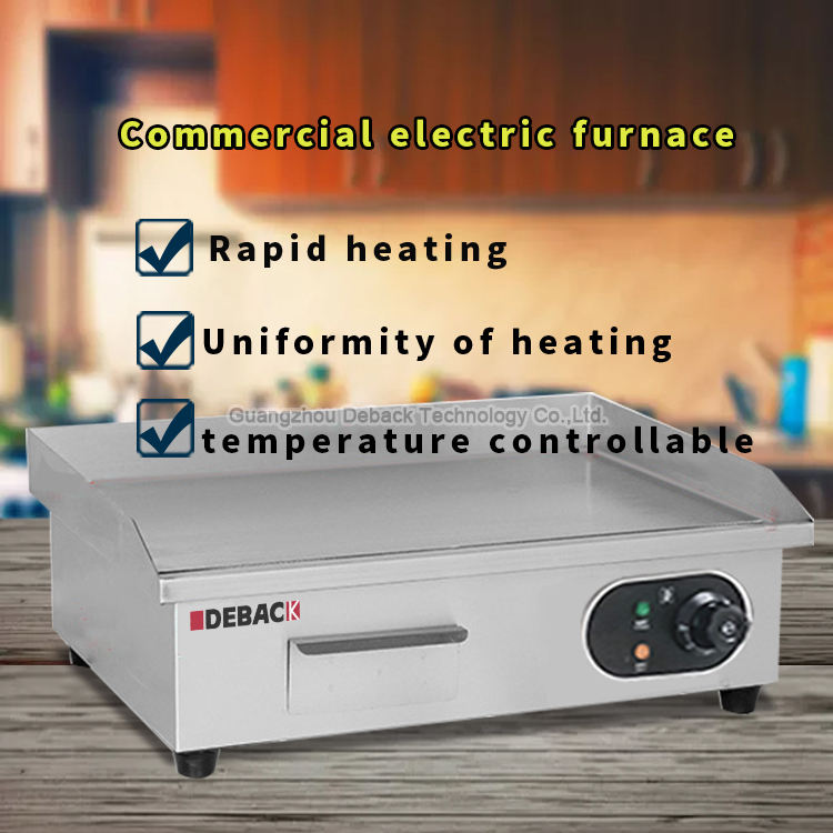 DEBACK Stainless Steel Electric Griddle 3kW Multi-Function (Grilling/Frying/Baking) Detachable Oil Tray Non-Stick Surface