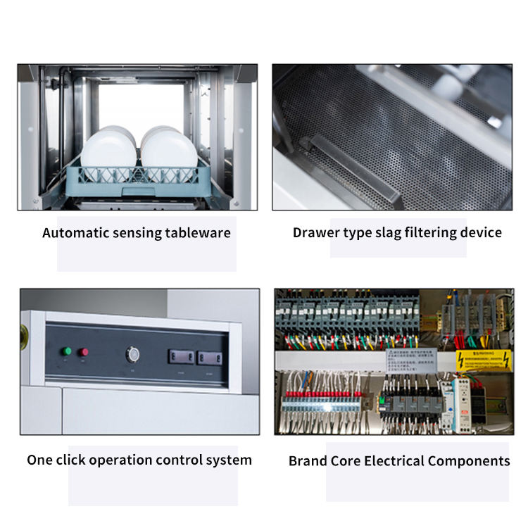 DEBACK Double Cylinder Double Spray Belt Stainless Steel Electric Drying Long Commercial Dishwasher Machine 380V 55.2KW 1 Year