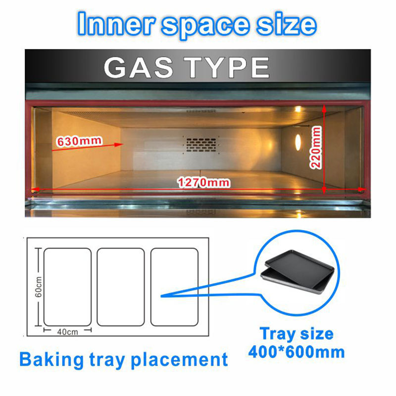 High Quality Baking Machine Stainless Steel Bakery Equipment 3 Deck 9 Trays Gas Deck Oven With Automatic Motor