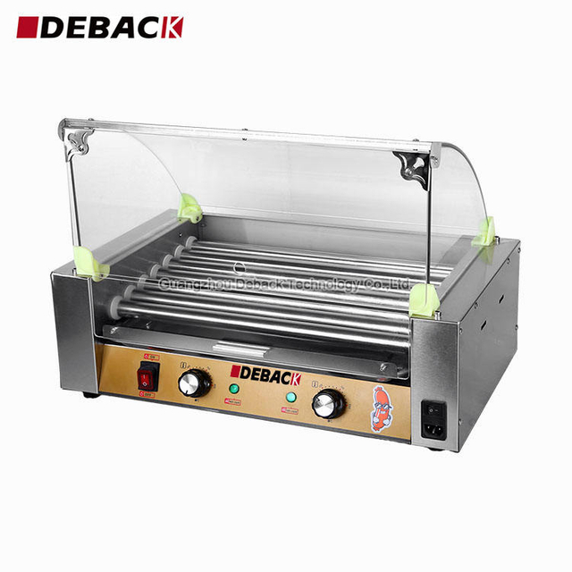 New DEBACK Commercial Electric Sausage Grill 7 Roller Machine Arc Cover Stainless Steel High Productivity Lightweight for Snack