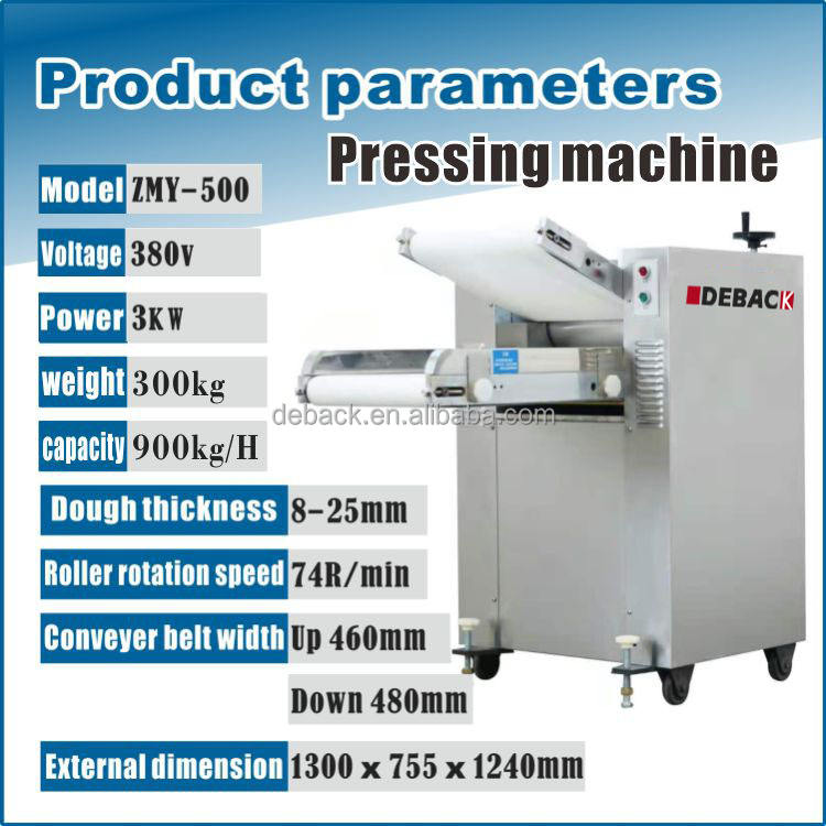 DEBACK New Automatic Dough Pressing Machine Bakery Commercial Catering Use Speed Thickness Adjustable 220V/380V 1 Year Warranty