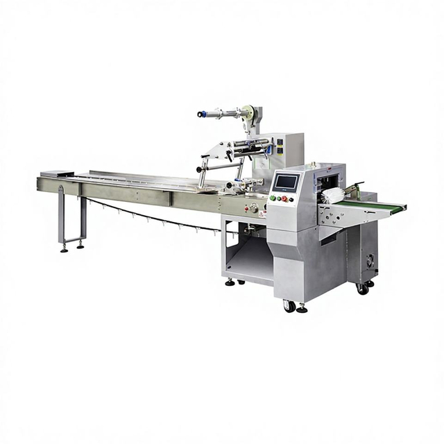 Three-Servo Pillow Packing Machine Automatic Continuous Shrink Packaging Equipment for Biscuit Bread Mooncake Candies Packaging