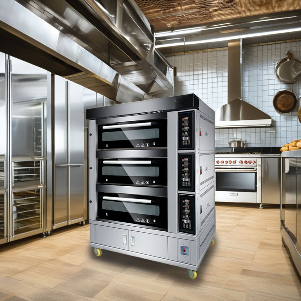 New Hot Sale 3 Deck 12 Tray Corn Bread Making Machine Commercial Multifunction Gas Deck Oven 380V High Productivity