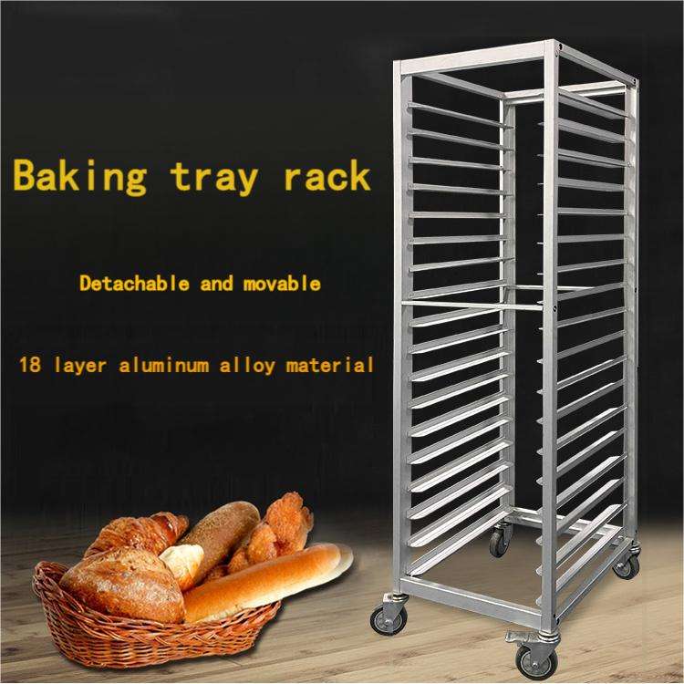 Commercial 18-Layer Aluminum Alloy Baking Tray Rack for Snack Machines Bakery Restaurant With 360 Degree Universal Wheel
