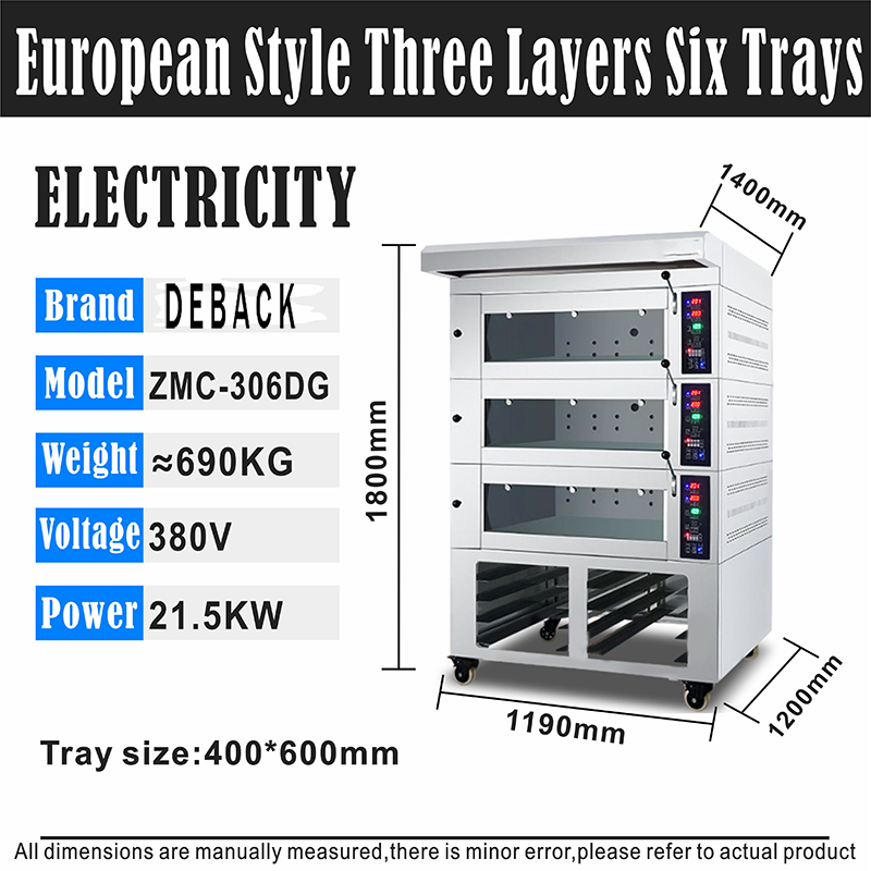 Hot Sale New Commercial Stainless Steel Bakery Deck Oven Heavy Duty 3 Deck 6 Trays Gas & Electric High Productivity Bread Oven