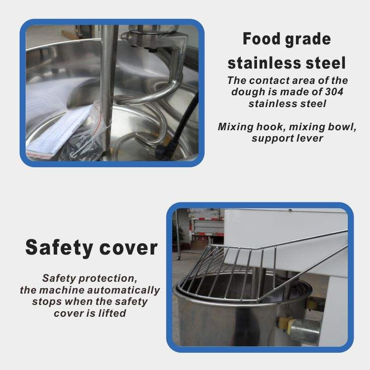 Commercial 20L 30L 40L 50L 60L Spiral Dough Mixer for Bread Cake Bakery Pizzeria Restaurant with Flour Water Pump Engine Core