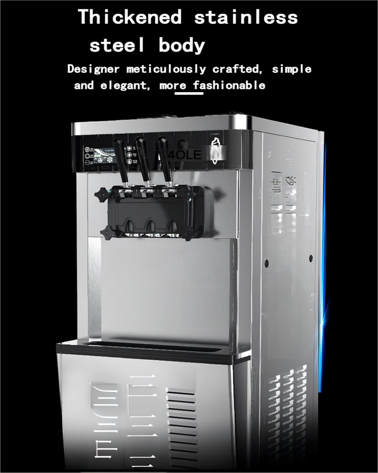 New DEBACK Commercial 220V Automatic 22L/H Stainless Steel Ice Cream Maker for Restaurants Milk & Ice Cream Syrup Ingredients