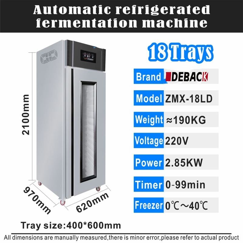 DEBACK New 18 Tray Chiller Frozen Digital Steam Dough Ball Proofer Machine High Productivity Stainless Steel Wheat