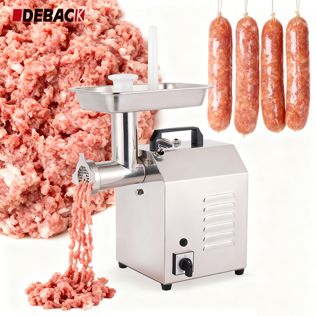 New DEBACK Commercial Meat Grinder Chilli Ginger Grinding Meat Mincer Sausage Making Machine Electric Automatic Single Phase