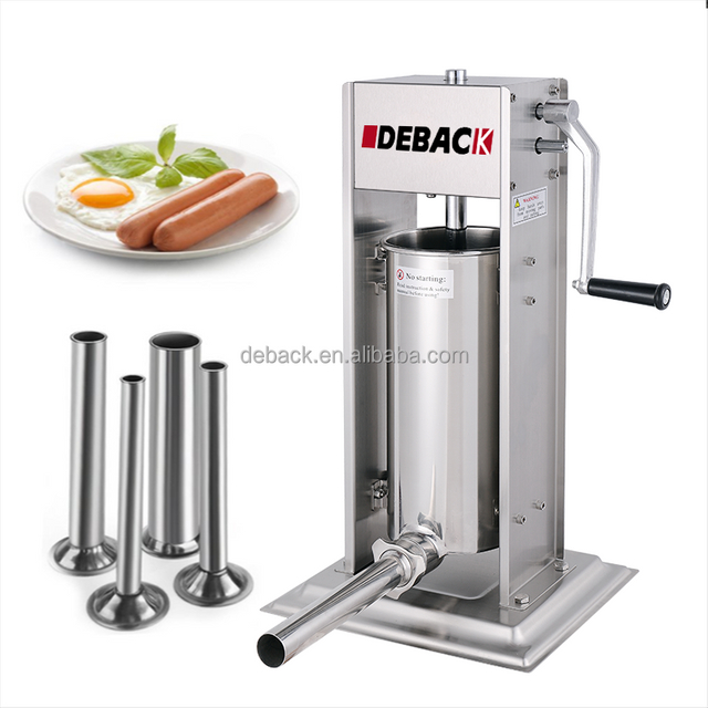 New Deback Stainless Steel Sausage Maker Filler Machine with Four Tubes 7L Capacity 1 Year Warranty Outdoor Party Use