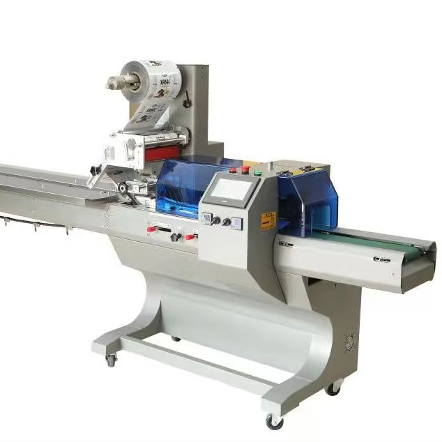 Fully Automatic Plastic Film Pillow Packaging Machine for Cereal Bars Foods Wrapping and Sealing with PLC Components Motor Core