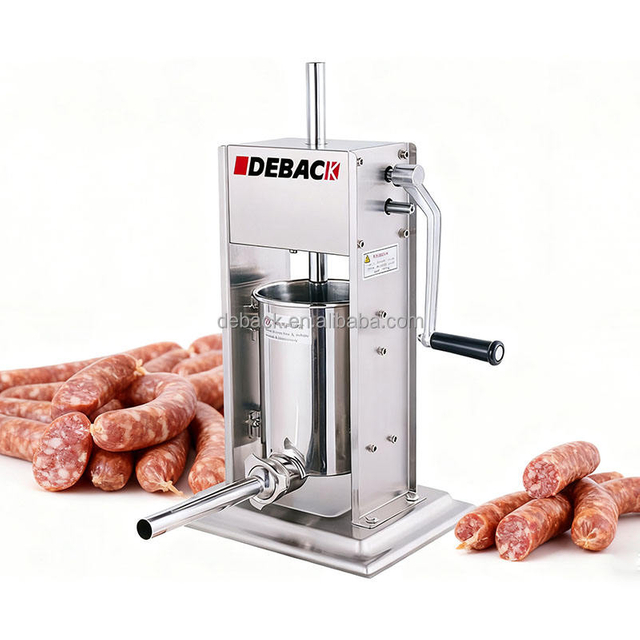 New Deback Stainless Steel Sausage Stuffer Machine 5L Capacity Four Tubes Party Outdoor Use Homemade Sausage Maker 1 Year