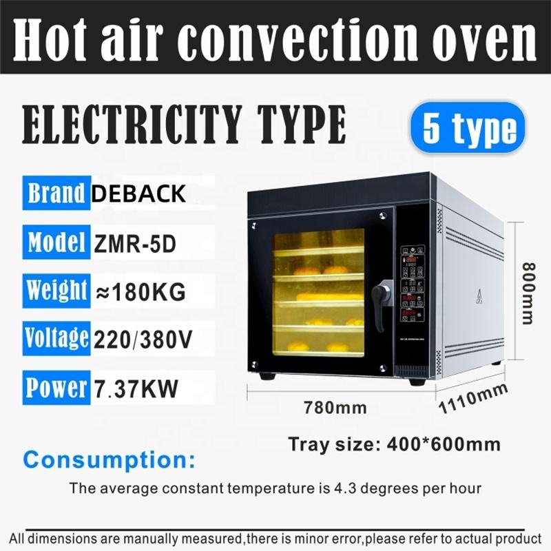 Commercial 5-Tray Gas & Electric Convection Oven Small & Cheap Wholesale Price for Bakery Baking Equipment