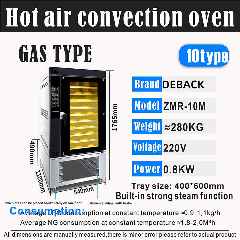 New Commercial Electric Convection Oven High Productivity Baking 304 Stainless Steel Water Kitchen Cabinet Pizza Cakes Bread