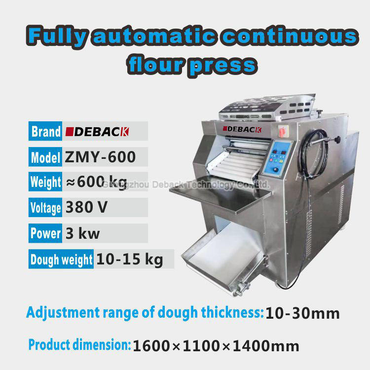 DEBACK New Fully Automatic Continuous Dough Pressing Machine for Bakery Use Speed Thickness Adjustable 220V/380V 1 Year Warranty