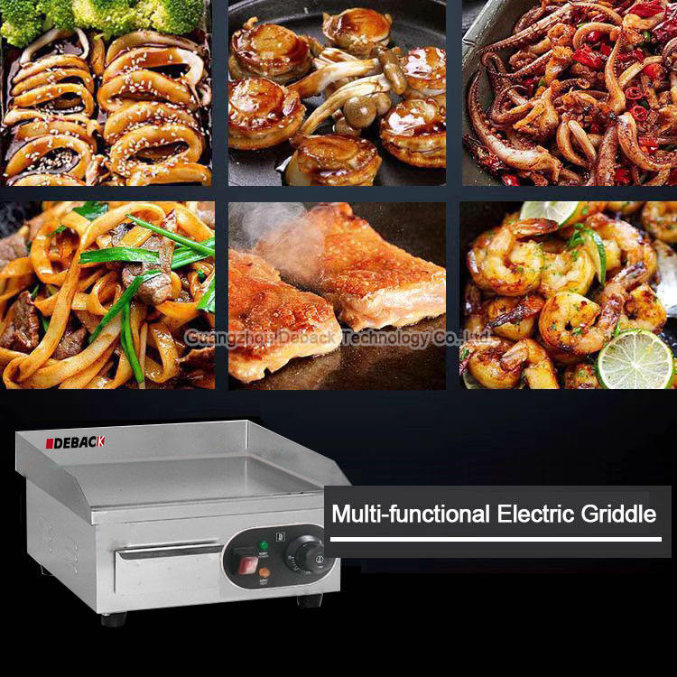 DEBACK Stainless Steel Electric Griddle 1.5kW Multi-functional for Grilling Frying Baking Commercial Grill for Steak Pancake