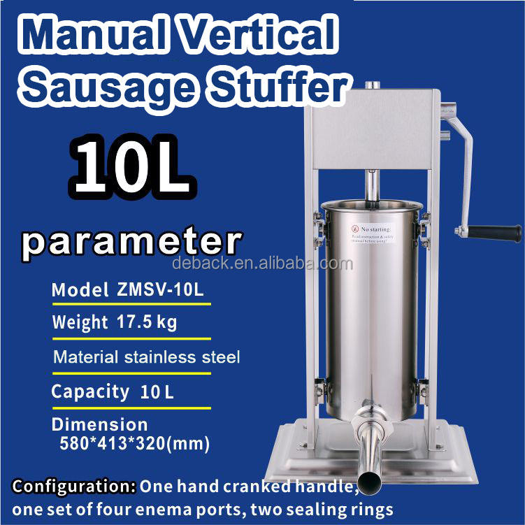 12L New Stainless Steel Sausage Maker and Filler Machine with Four Tubes for Outdoor and Party Use Deback Brand 1 Year Warranty