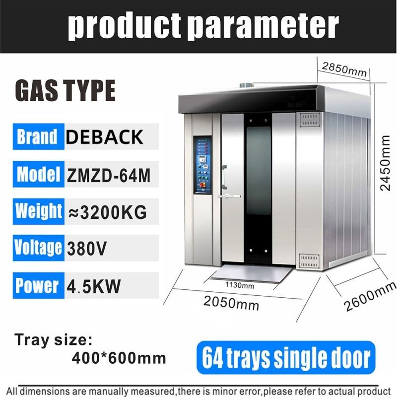 Commercial Rotary Rack Oven Bakery Equipment Manufacturer Commercial 64 Trays Single-door Gas Type Rotary Oven