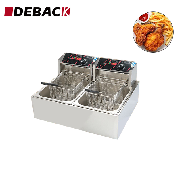 Commercial 220V Electric Potato Fryer for French Fries and Chicken New with 2 Tanks and 2 Baskets for Restaurant Catering