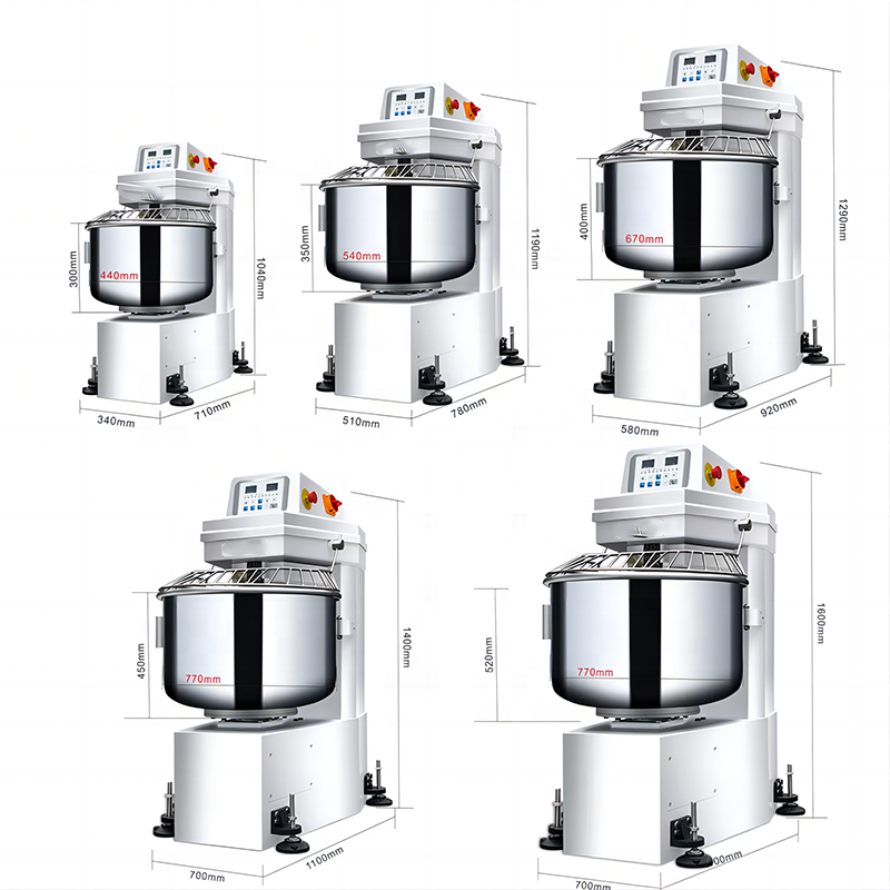 Industrial Commercial Bakery Baking Machine Automatic Stainless Steel Wheat Flour Spiral Dough Mixer