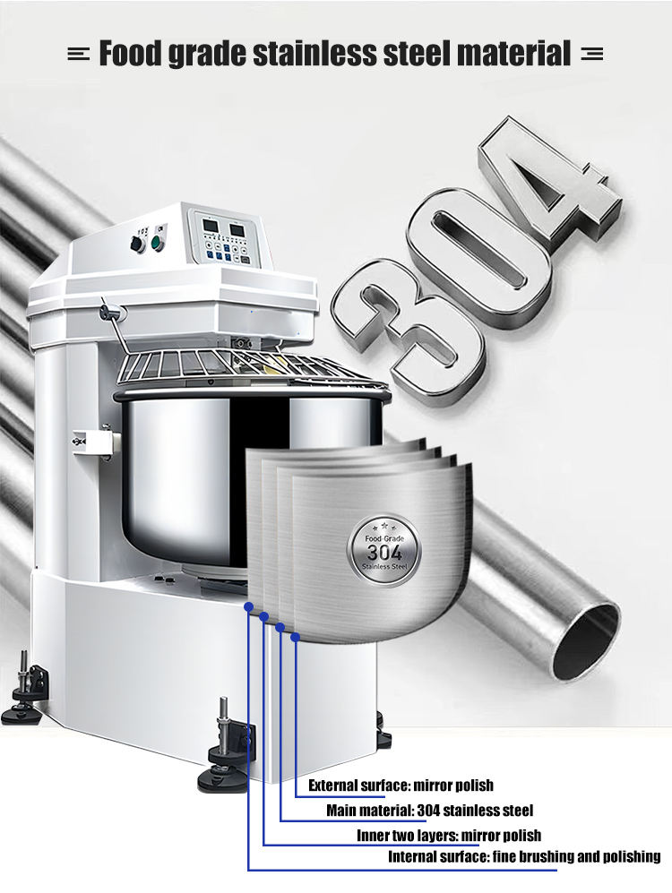 Factory Sold 150L Industrial Commercial Bakery Baking Machine Automatic Stainless Steel Wheat Flour Spiral Dough Mixer