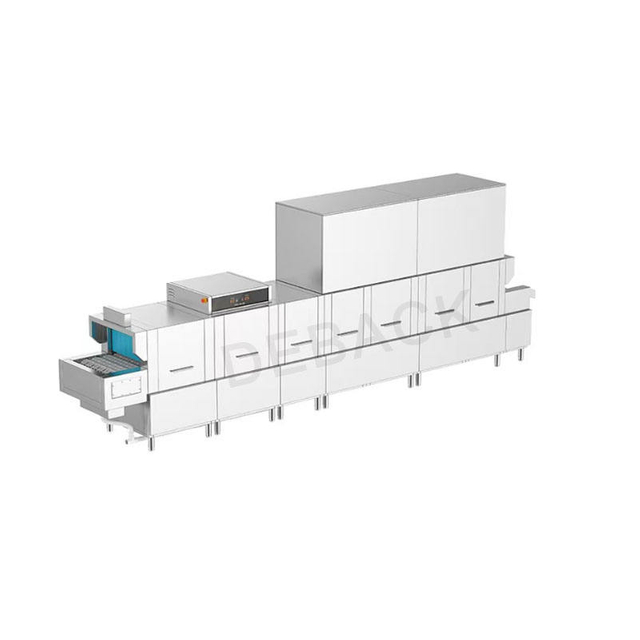 Large Commercial Industrial Stainless Steel Electric Conveyor Dishwasher Dual Tanks Dual Sprays Double Drying Automatic Cleaning