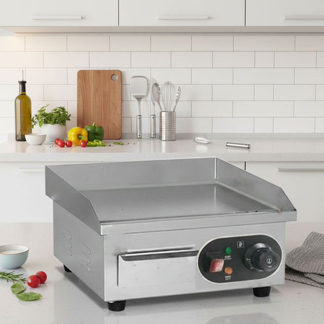 DEBACK Stainless Steel Electric Griddle 1.5kW Multi-functional for Grilling Frying Baking Commercial Grill for Steak Pancake