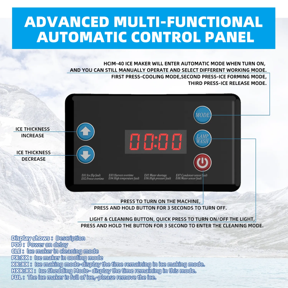 New DEBACK Electric Commercial Counter Ice Makers Lightweight Low Noise Automatic Water Filter Dispenser Different Capacities