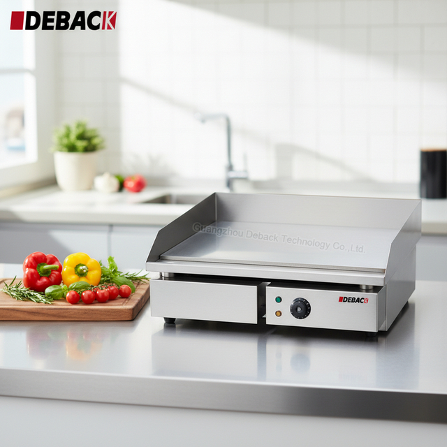 DEBACK Commercial Stainless Steel Electric Griddle 3KW Multi-Function Grilling Frying Baking Non-Stick Surface Detachable Oil